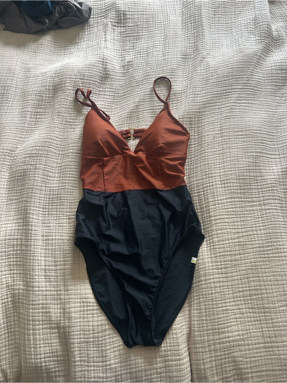 Summersalt Brown and Black Womens' One-Piece Swimsuit with V-Neck